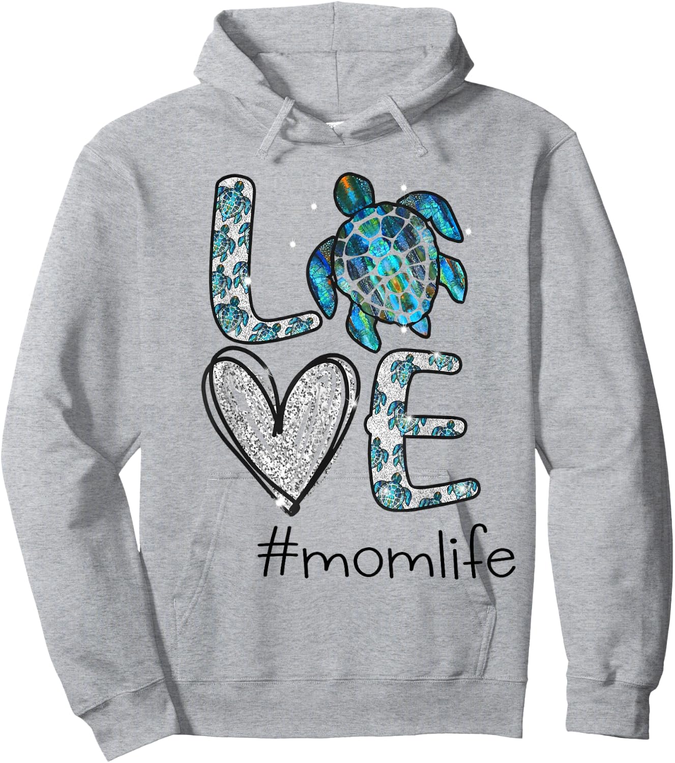 Mom Turtle - Love Mom Life Sea Turtle Hoodie - Hoodie | Ash
