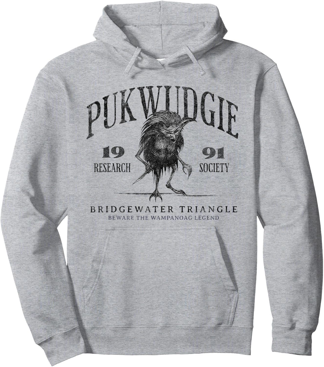 Awesome Cryptid Pukwudgie Research Society Est 1991 Bridgewater Triangle -Adults Grey Hoodie - Hoodie | Ash