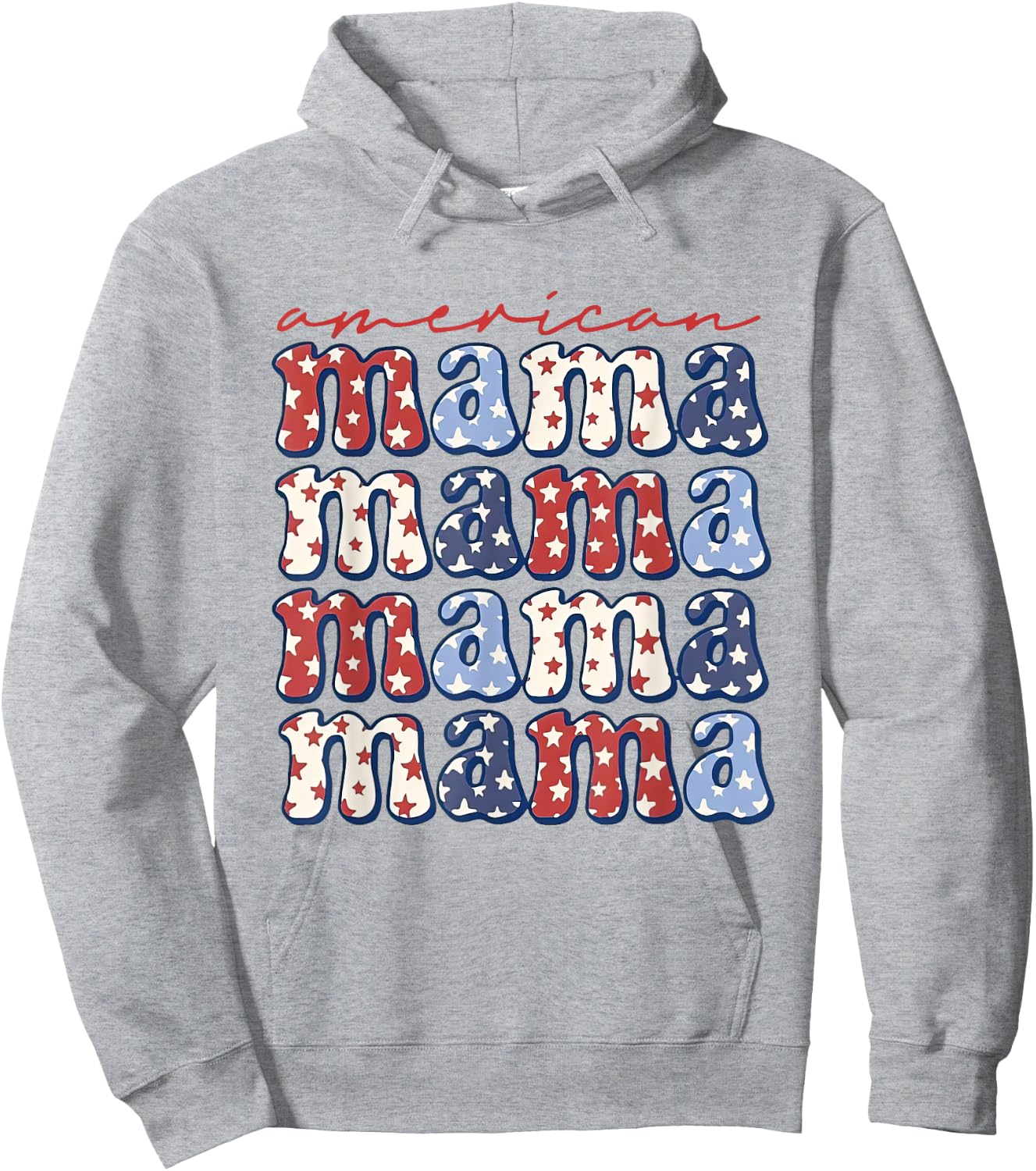 Retro Groovy American Mama 4th Of July Patriotic Mom Women Hoodie - Hoodie | Ash