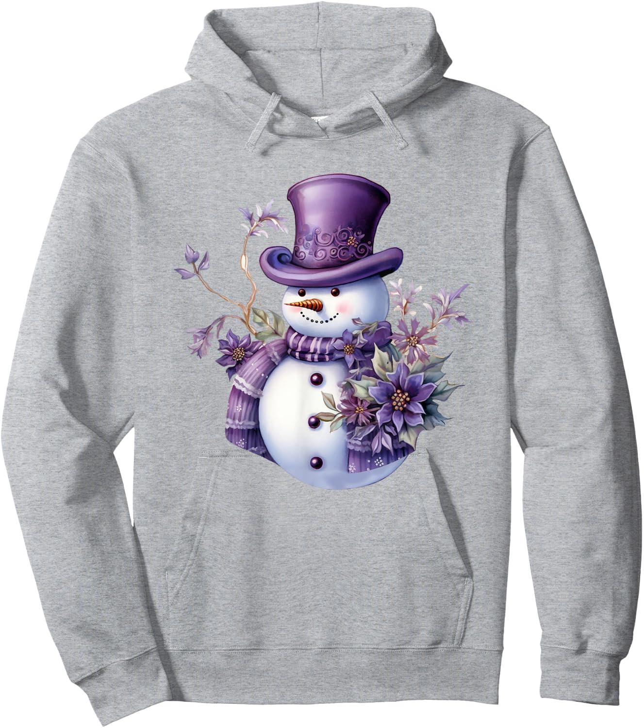 Purple Snowman Funny Cute Snowman Merry Christmas Men Women Hoodie - Hoodie | Ash