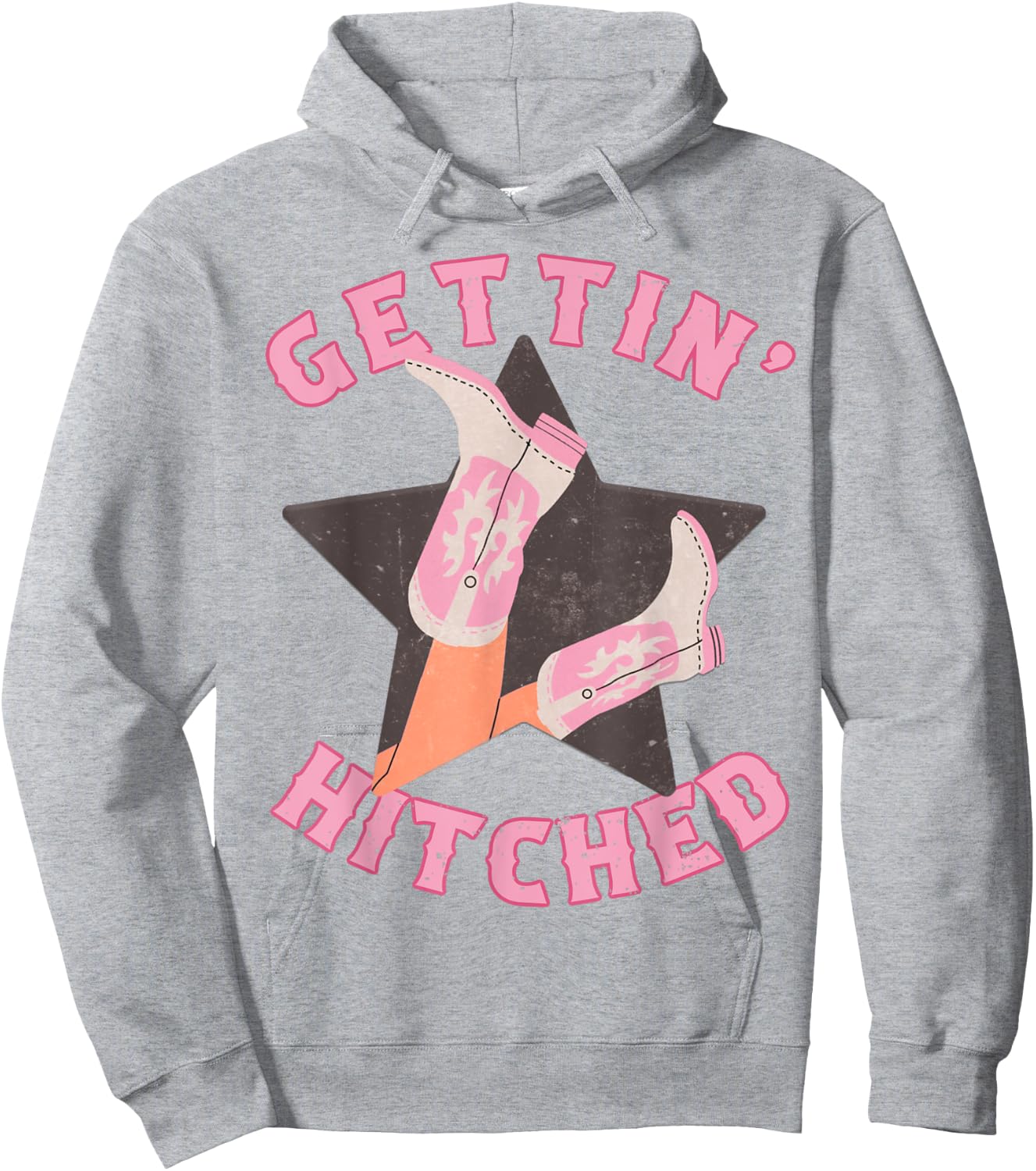 Western Gettin' Hitched Bridal Bachelorette Party Matching Hoodie - Hoodie | Ash
