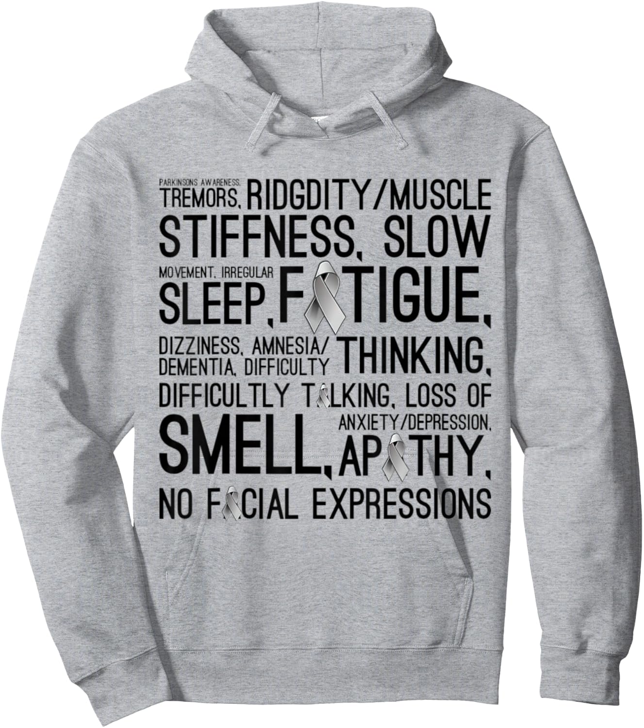 Parkinson Disease Awareness Month - Symptoms Grey Ribbon Hoodie - Hoodie | Ash