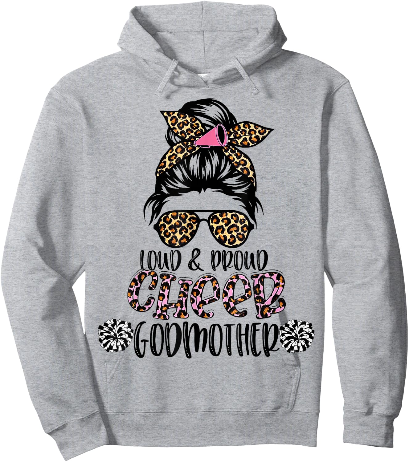 Loud And Proud Cheer Godmother Leopard Mother's Day Hoodie - Hoodie | Ash