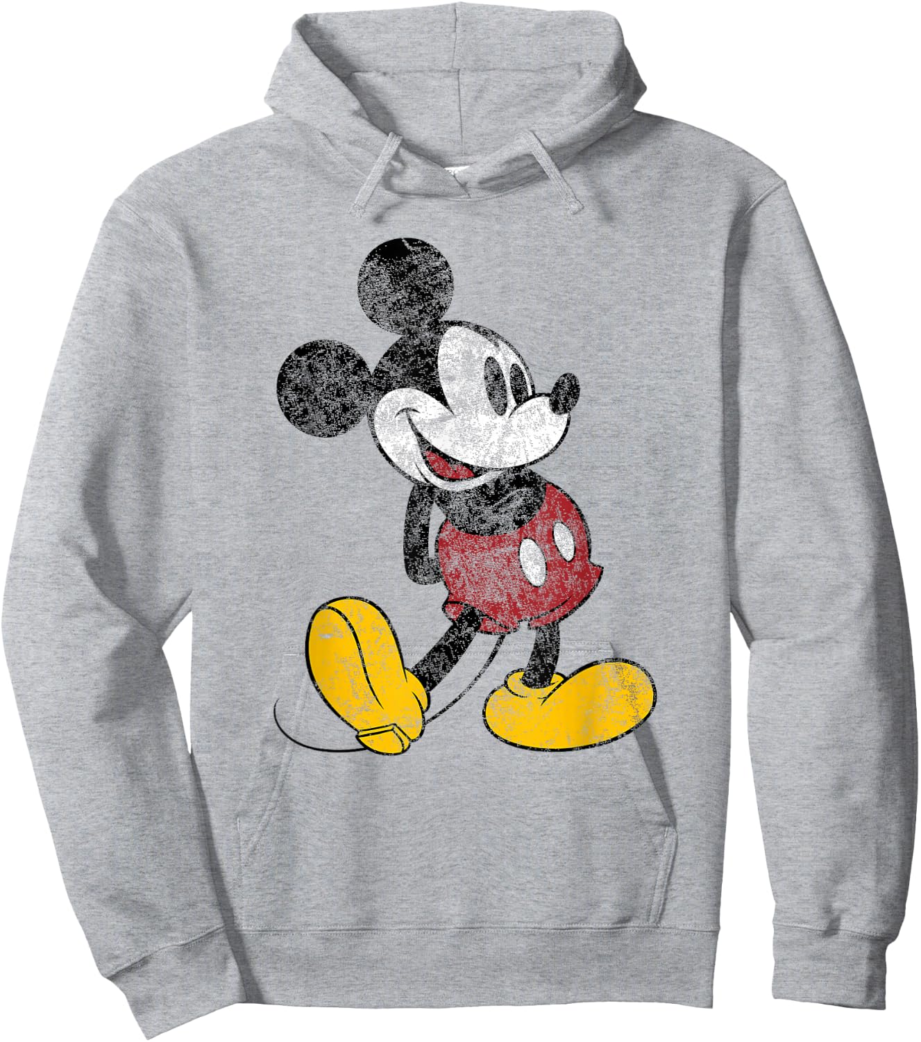 Disney Mickey Mouse Classic Standing Pose Distressed Hoodie - Hoodie | Ash