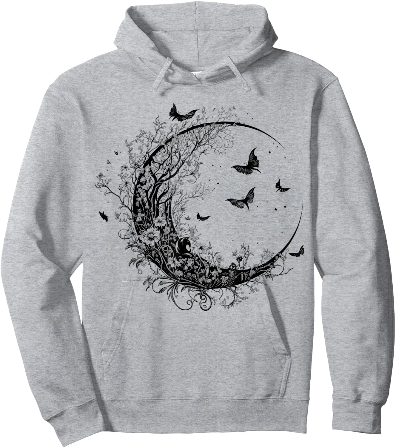Cute Fairycore Floral Moon Aesthetic Girls Women Graphic Hoodie - Hoodie | Ash