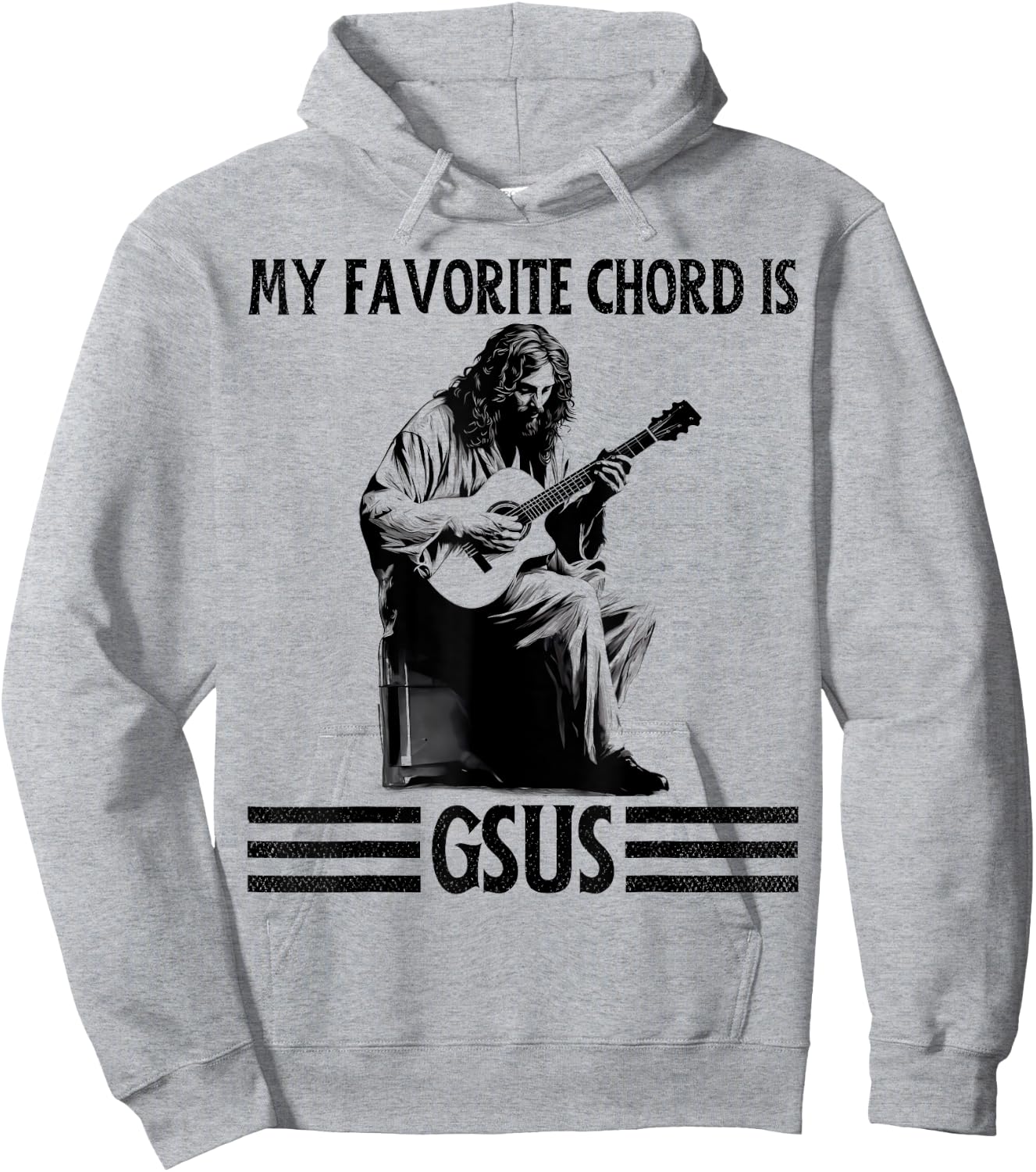 My Favorite Chord is GSUS Jesus Playing Guitar Funny Guitar Hoodie - Hoodie | Ash