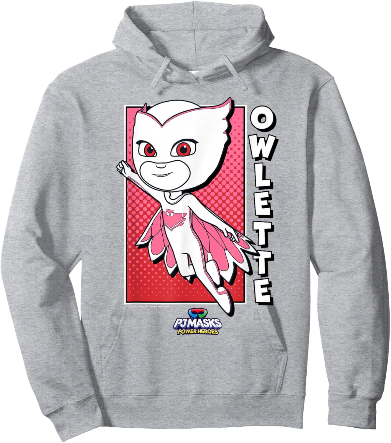 PJ Masks Owlette Comic Style Panel Logo Hoodie - Hoodie | Ash