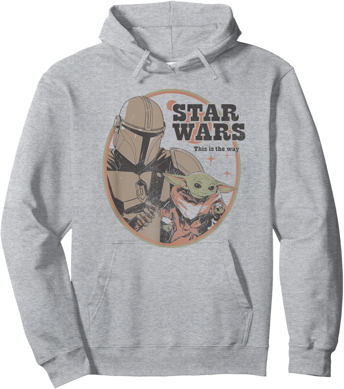 Star Wars: The Mandalorian Vintage Baby Yoda Logo Hoodie - Hoodie | Ash