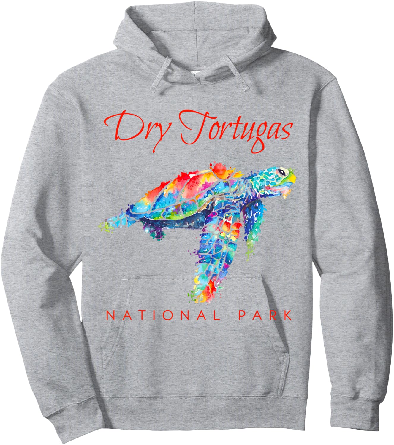 Dry Tortugas National Park Watercolor Sea Turtle Hoodie - Hoodie | Ash