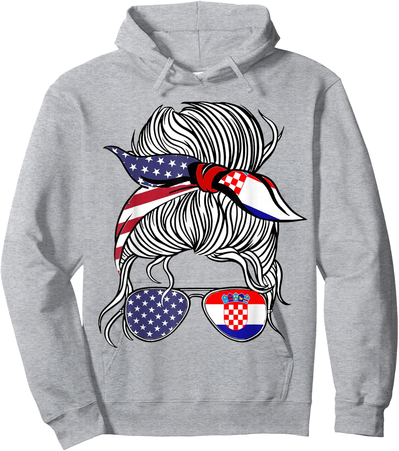 American Croatian Patriot Flag Women Girl Croatia Grown Hoodie - Hoodie | Ash