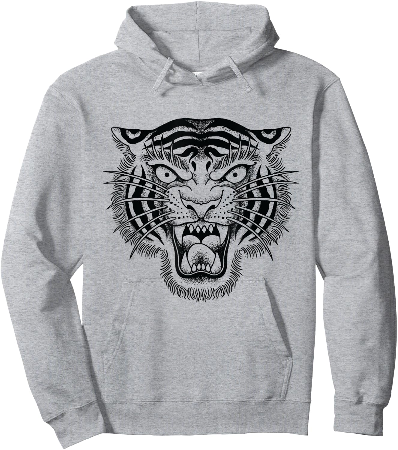 Tiger Head Traditional Tattoo art Graphic by Seven Relics Hoodie - Hoodie | Ash