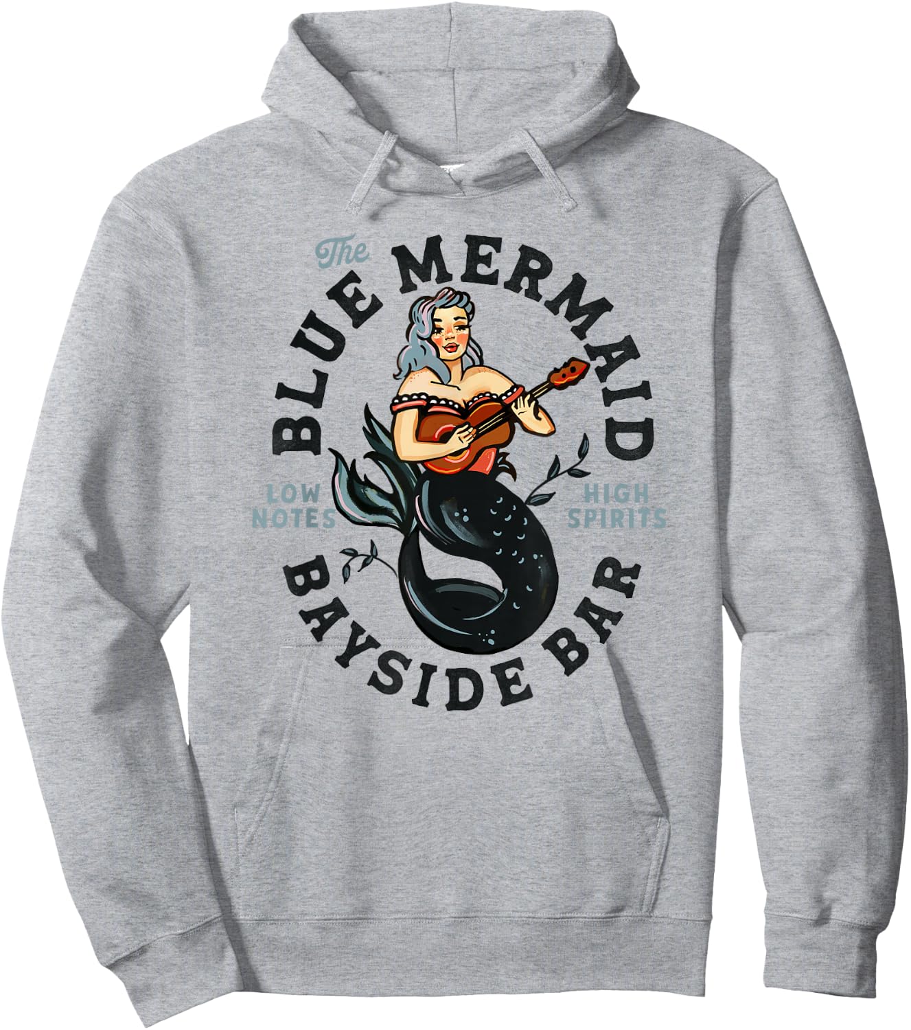Sailor Mermaid Tattoo Guitar Playing Dive Bar Music Pinup Hoodie - Hoodie | Ash