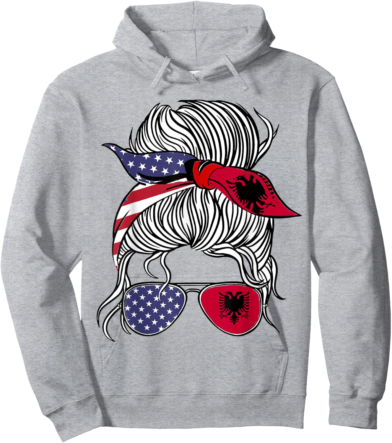 American Albanian Patriot Flag Women Girl Albania Grown Hoodie - Hoodie | Ash