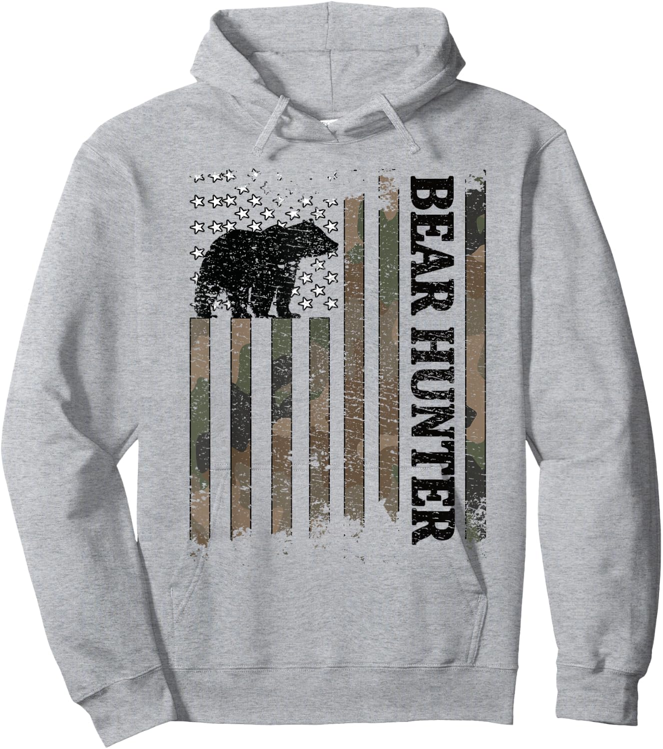 Bear Hunter American Flag Bear Hunting Lover Hoodie - Hoodie | Ash