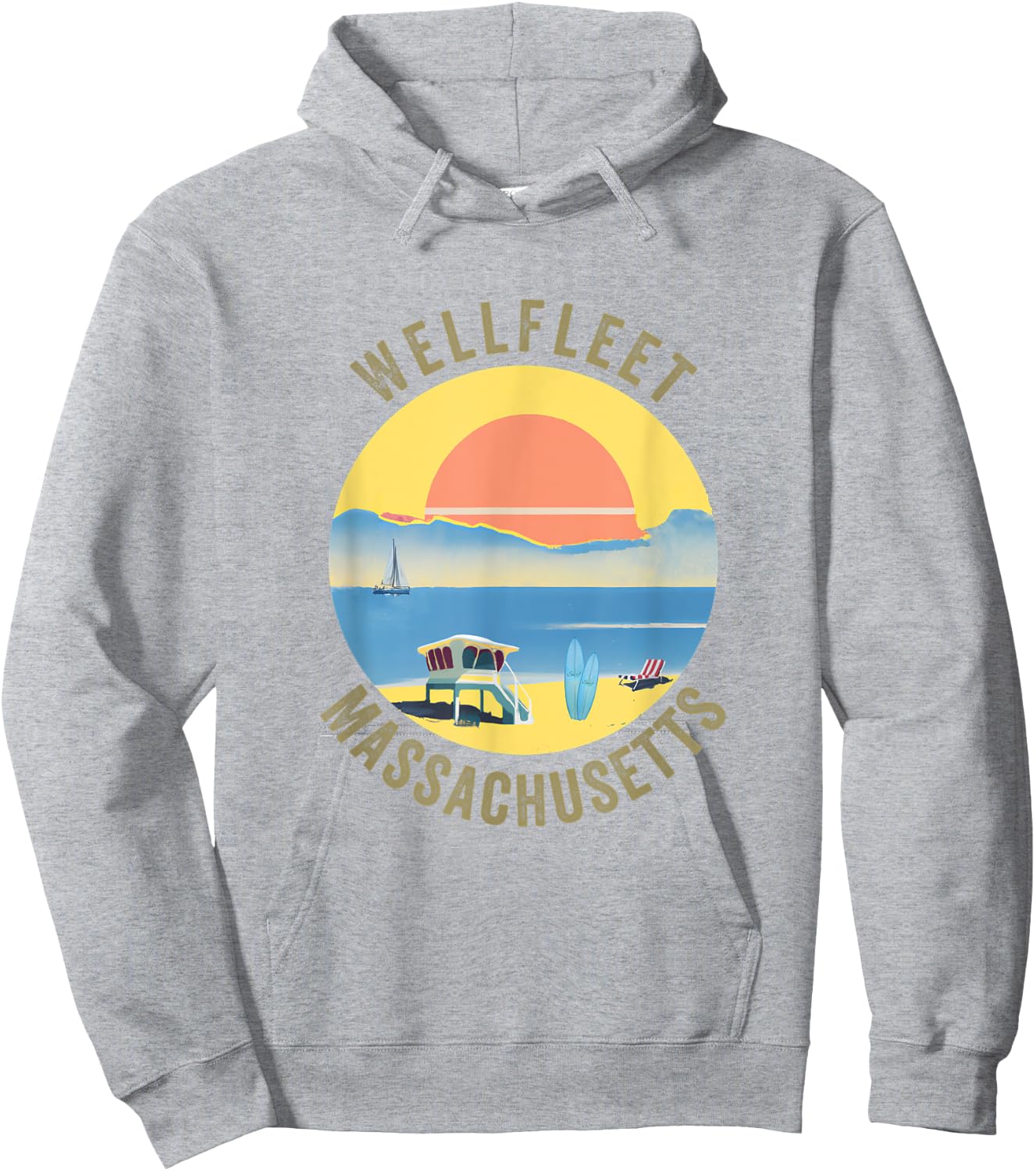 Wellfleet Souvenir Apparel - Retro Vintage Wellfleet Hoodie - Hoodie | Ash