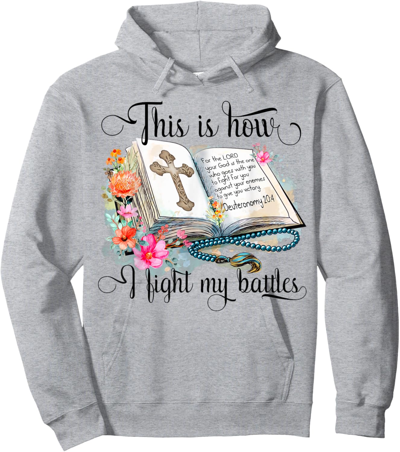 Jesus Is Calling This Is How I Fight My Battles Cross Floral Christian Women's 3X-Large Grey Hoodie - Hoodie | Ash