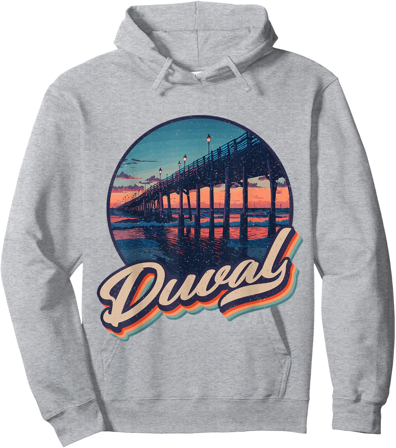Vintage Duval County 904 Spirit: Jacksonville Beach Pier Hoodie - Hoodie | Ash