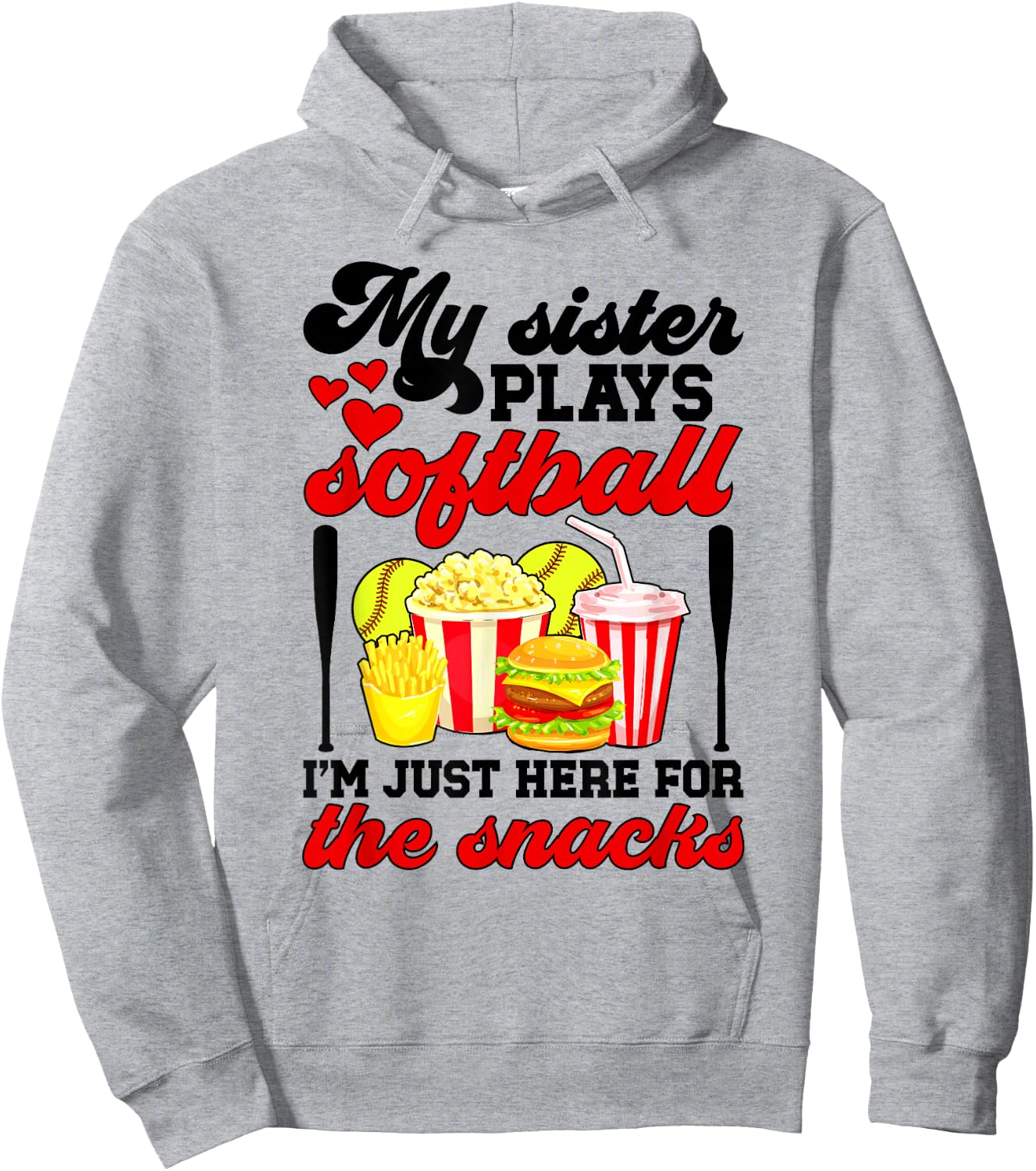 My Sister Plays Softball Sister Of A Softball Player Sister Hoodie - Hoodie | Ash