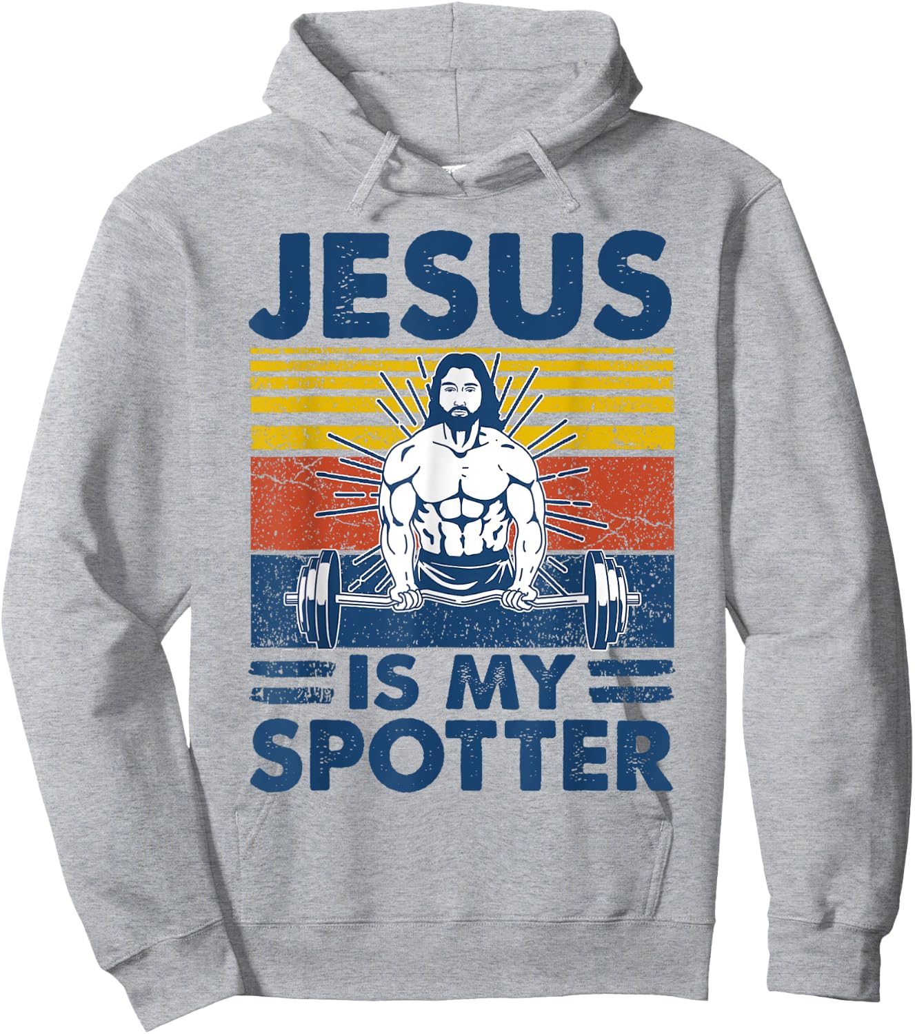 Jesus Is My Spotter Funny Christian Weightlifting Gym Hoodie - Hoodie | Ash