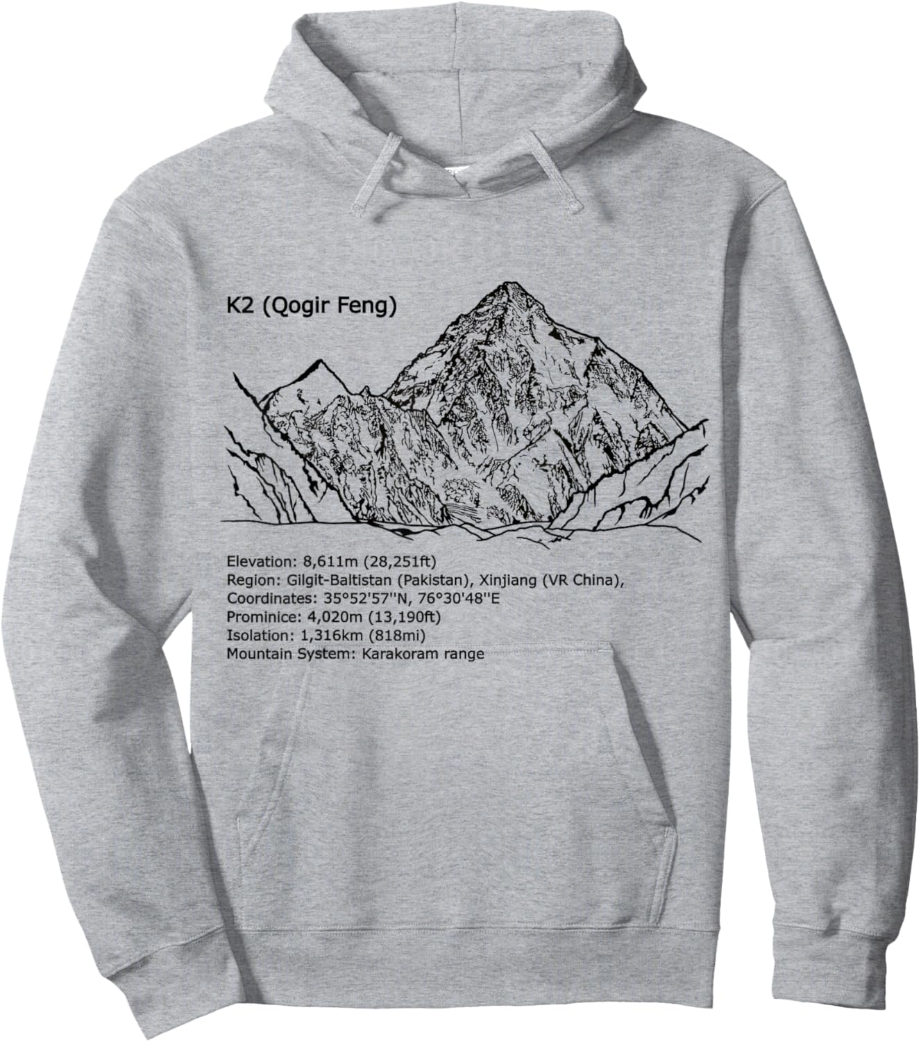 K2, Himalaya, Karakoram, eight-thousanders mountains, summit Hoodie - Hoodie | Ash