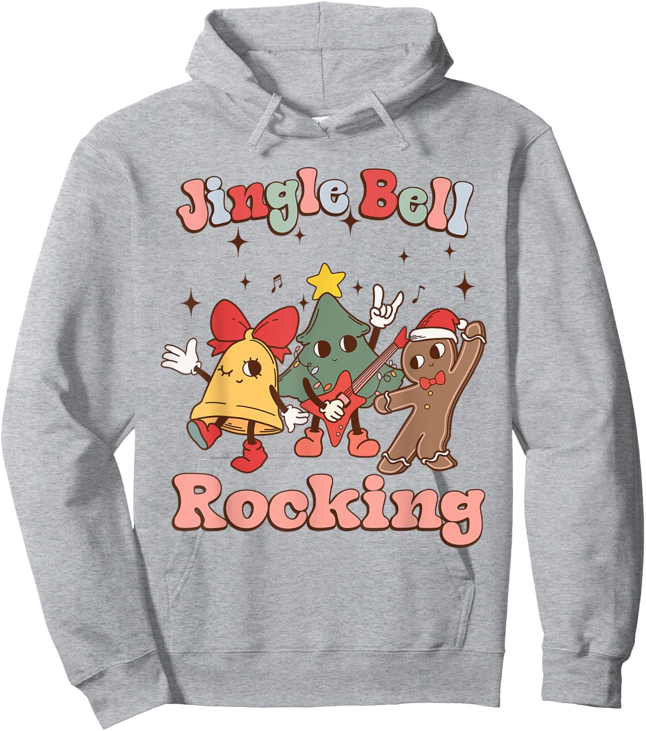 Jungle Bell Rocking Christmas Guitar Rock N Roll Retro 80s Hoodie - Hoodie | Ash