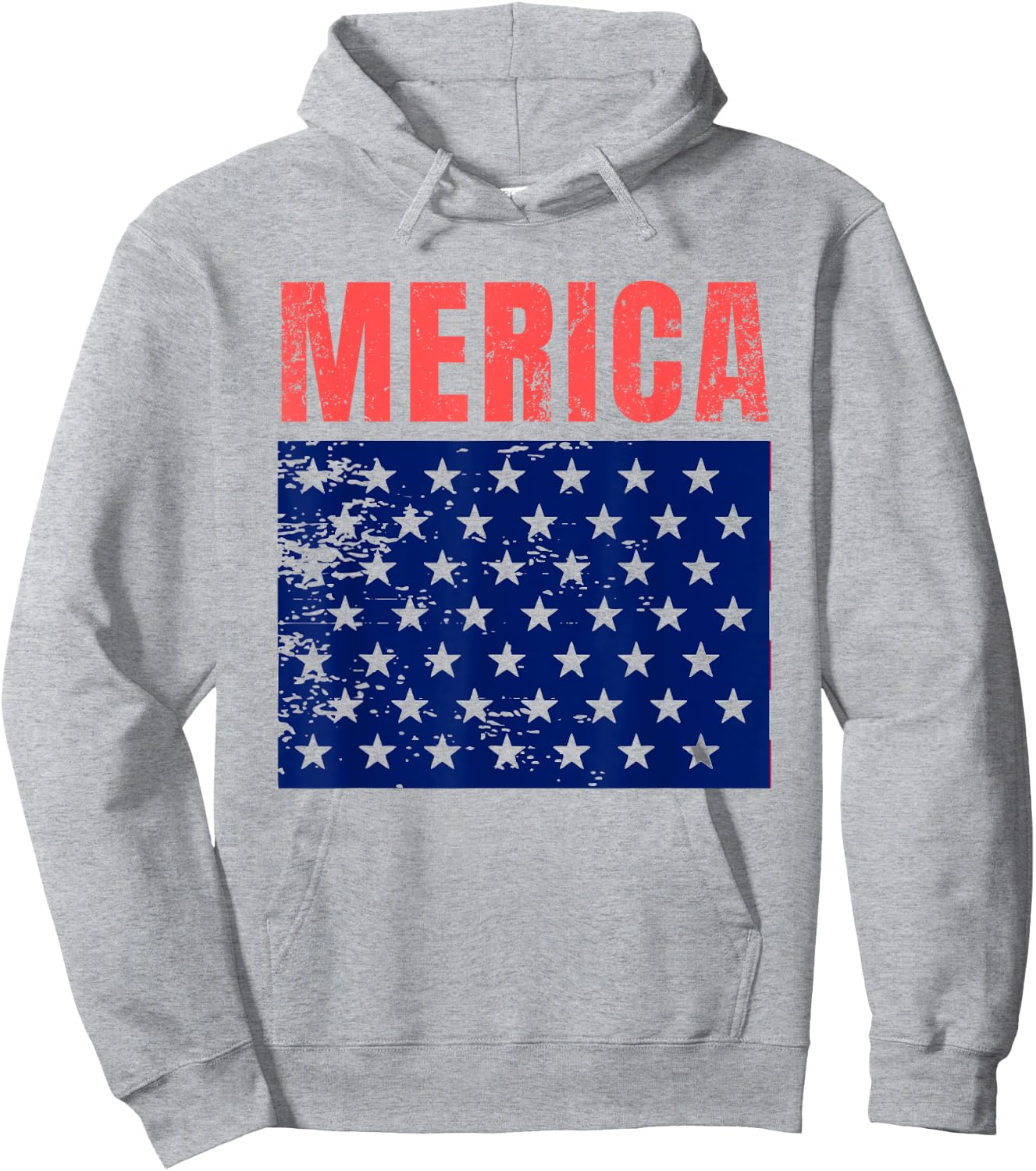 Merica Red Blue Distressed Stars Flag Patriotic American Women Men Hoodie - Hoodie | Ash