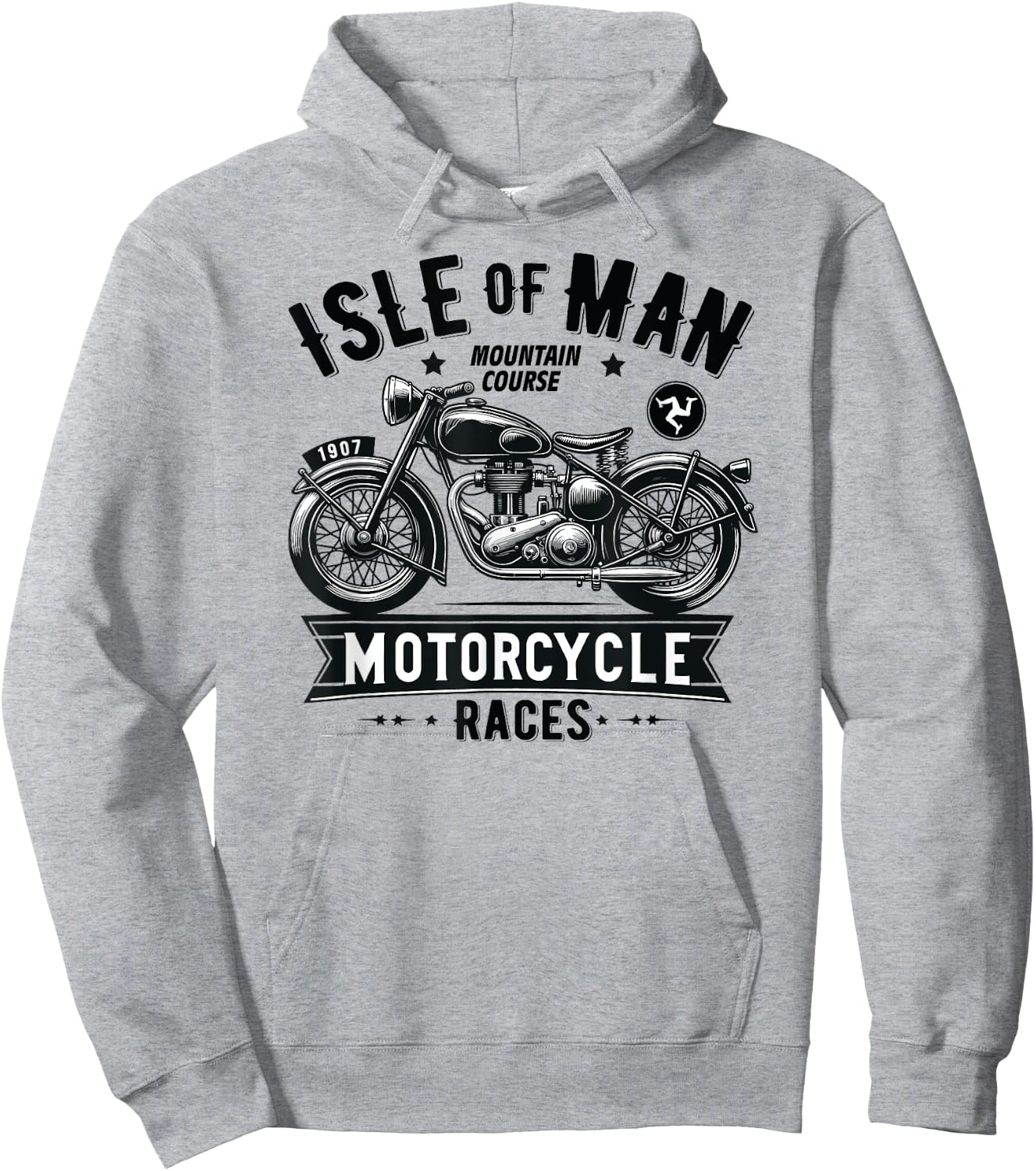Isle of Man TT Races Vintage Motorcycle Retro Design Hoodie - Hoodie | Ash