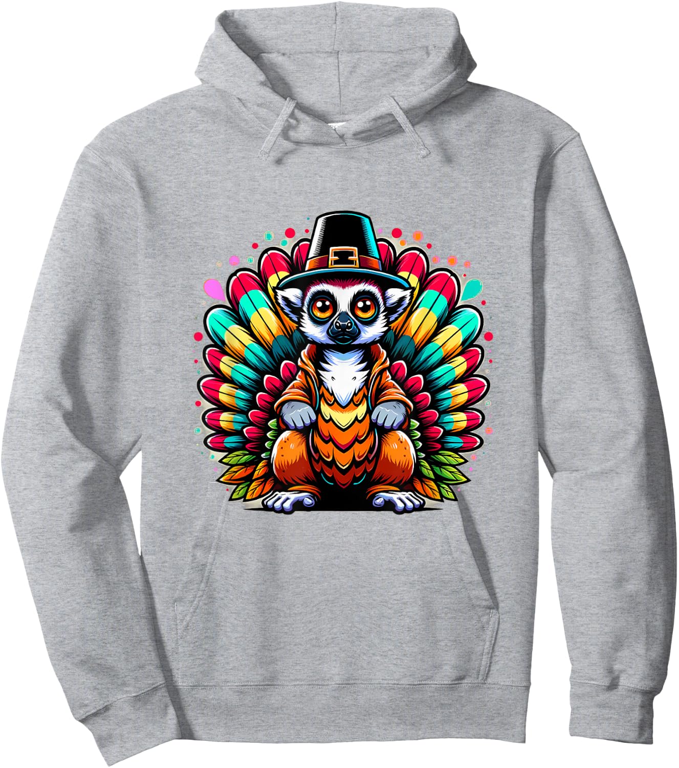 Humor Thanksgiving Turkey Lemur Hoodie - Hoodie | Ash