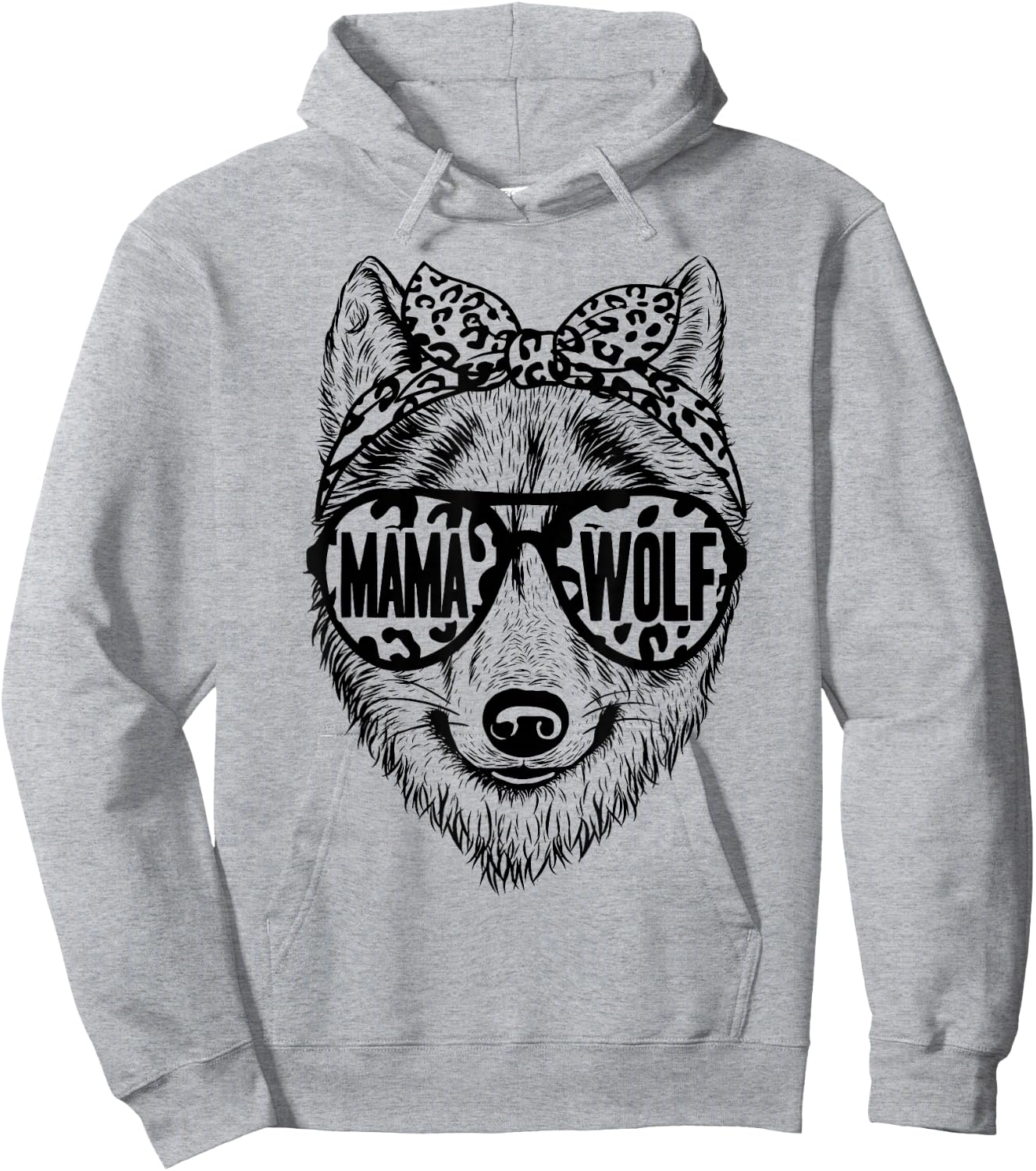 Wolf Face Sunglasses For Mom on Mother's Day Mama Wolf Hoodie - Hoodie | Ash