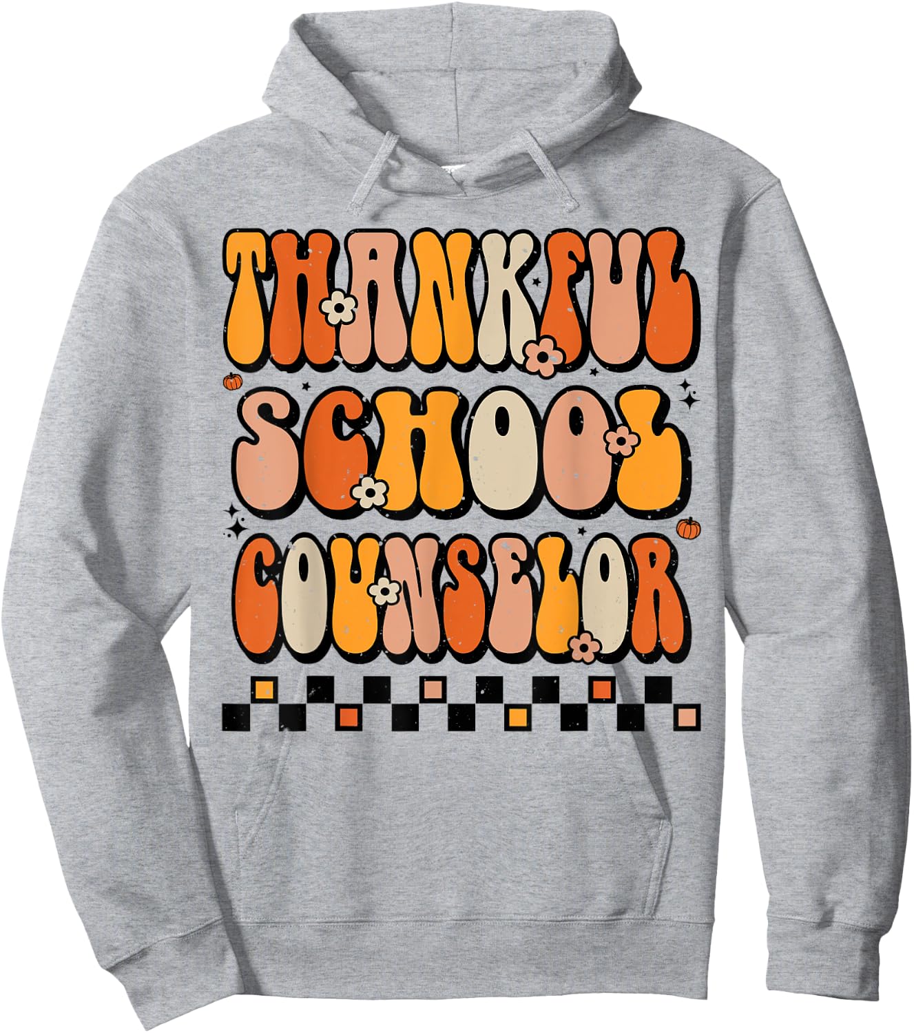 Thankful School Counselor Groovy Thanksgiving Counselor Hoodie - Hoodie | Ash
