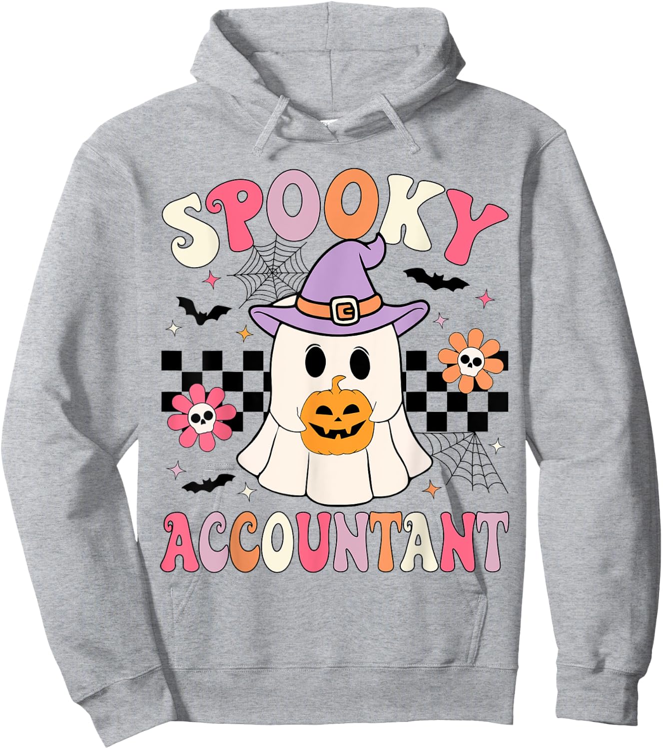 Groovy Spooky Accountant Ghost CPA Halloween Accountant Hoodie - Hoodie | Ash