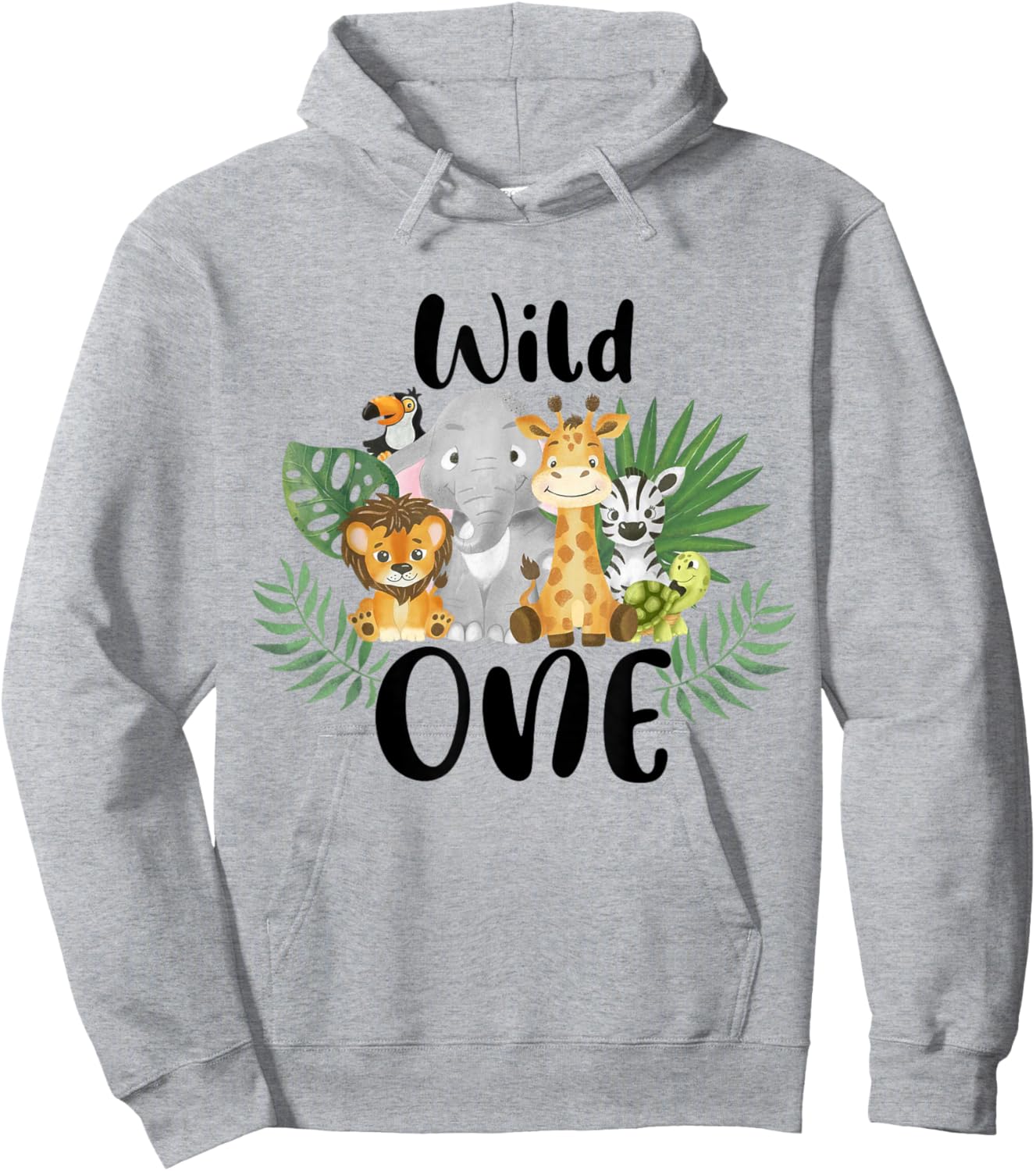Kids Wild One 1st Birthday Boy Funny Zoo Animals Son Toddler Hoodie - Hoodie | Ash