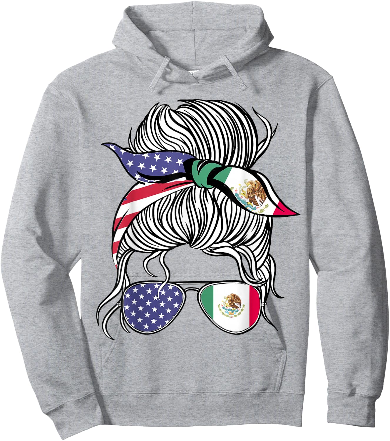 Mexican American Patriot Grown Proud Women Girl Flag Hoodie - Hoodie | Ash