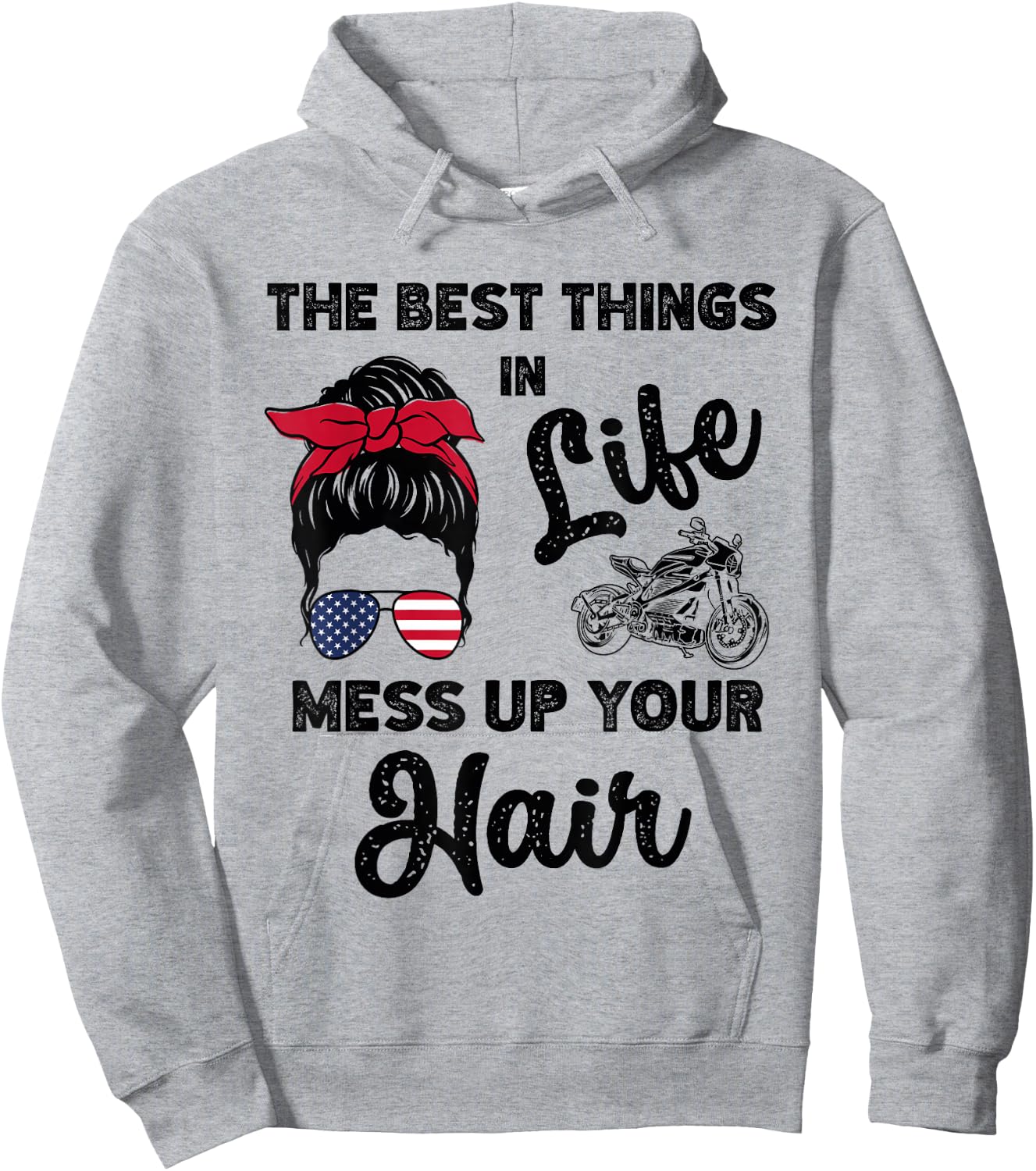 The Best Things In Life Mess Up Your Hair Motorcycle Hoodie - Hoodie | Ash