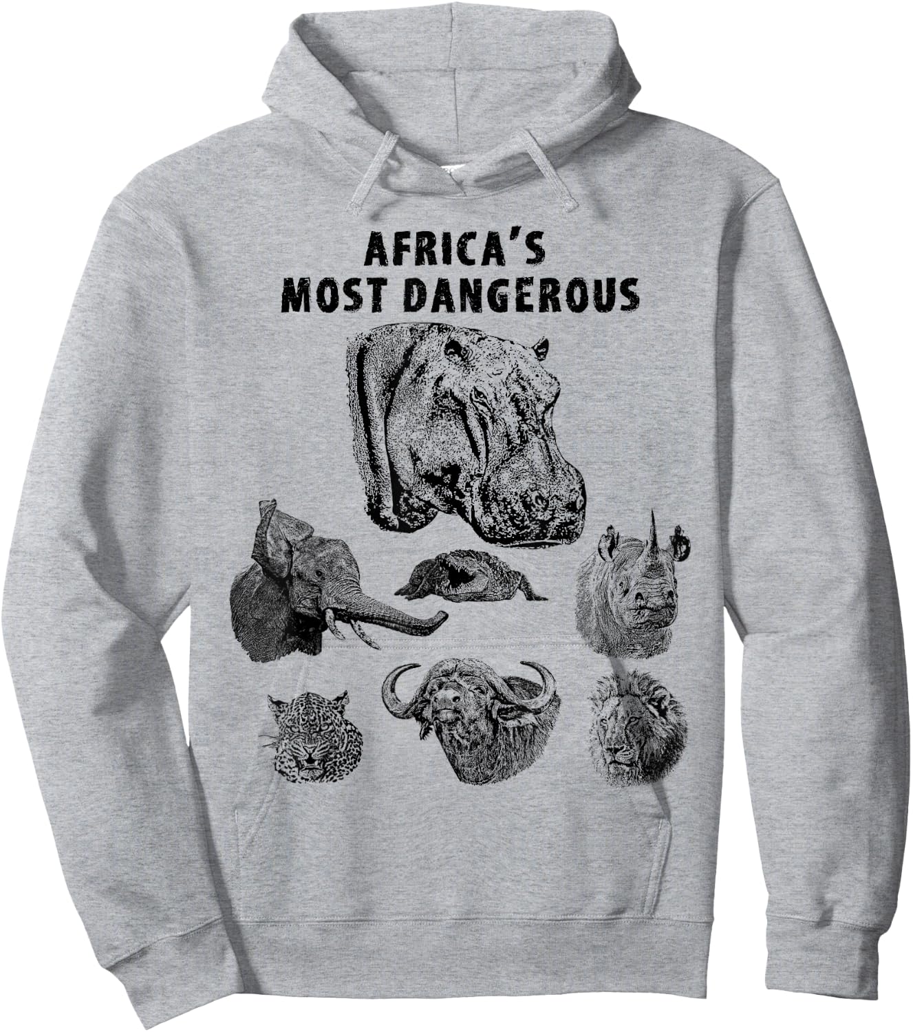 Hippopotamus Africa's Most Dangerous Wild Animals Hoodie - Hoodie | Ash