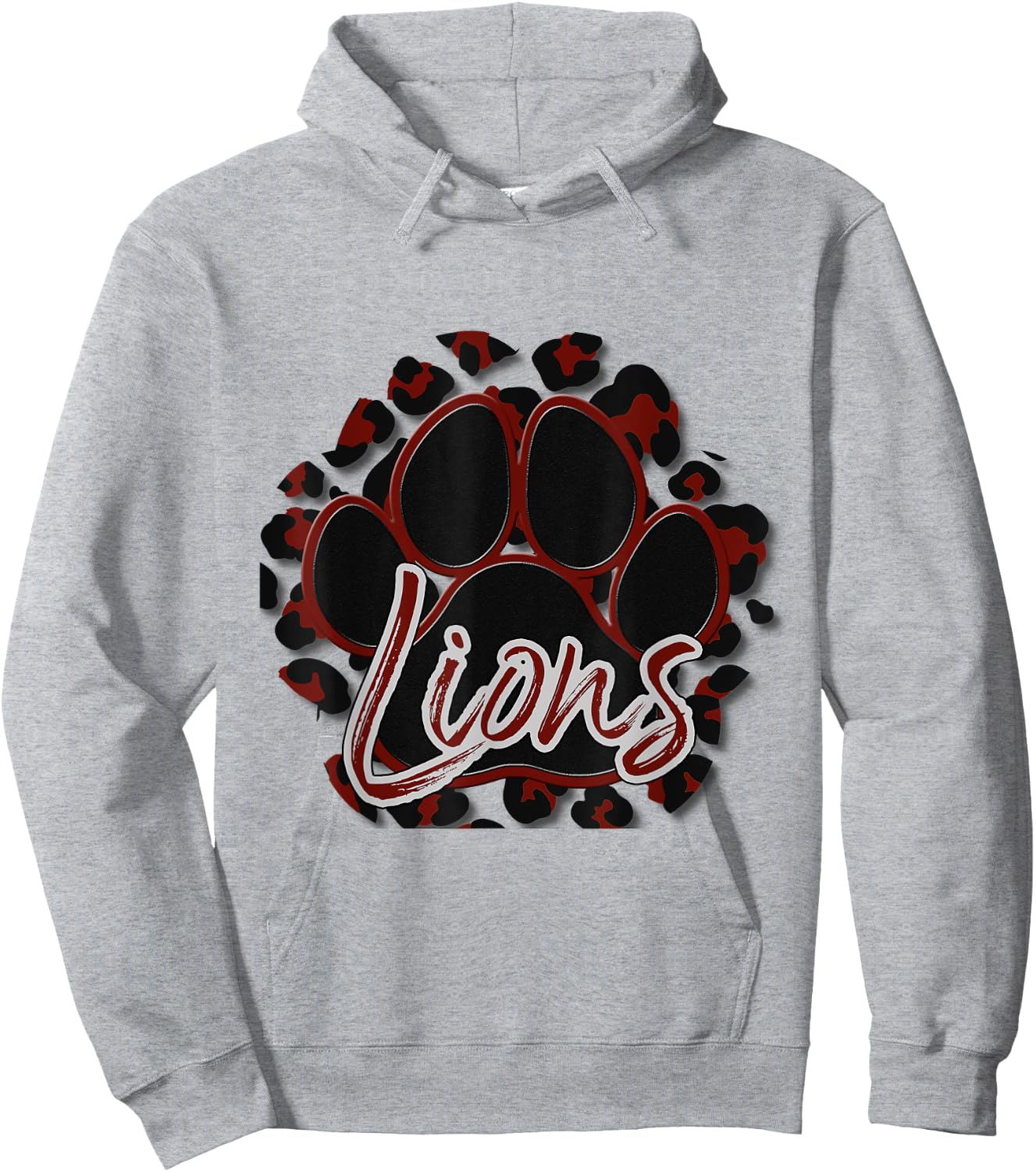 Lions Maroon Black Cheetah School Sports Fan Team Spirit Hoodie - Hoodie | Ash