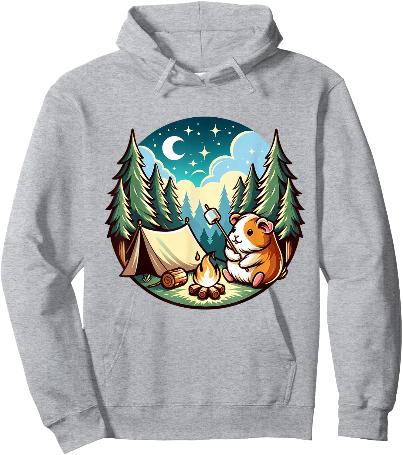 Funny Guinea Pig Camping Cute Guinea Pigs Pets Women Men Hoodie - Hoodie | Ash