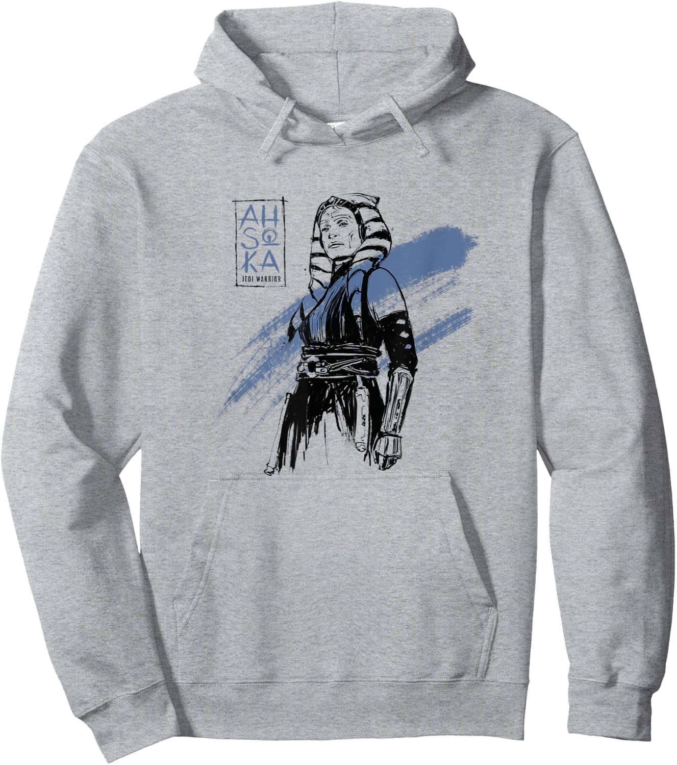 Star Wars: Ahsoka Inked Sketch Blue Paint Smear Hoodie - Hoodie | Ash