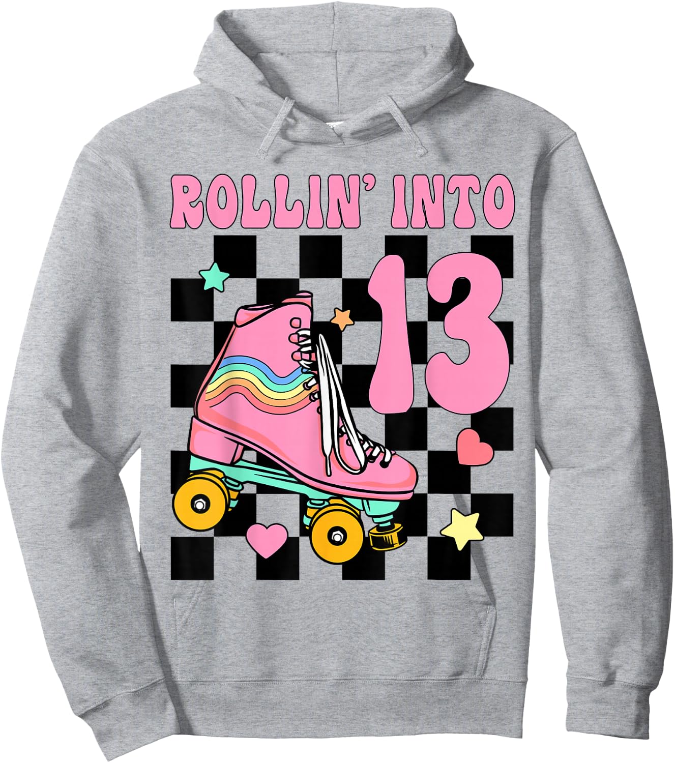Rolling Into 13 Years Old Roller Skating Girl 13th Birthday Hoodie - Hoodie | Ash