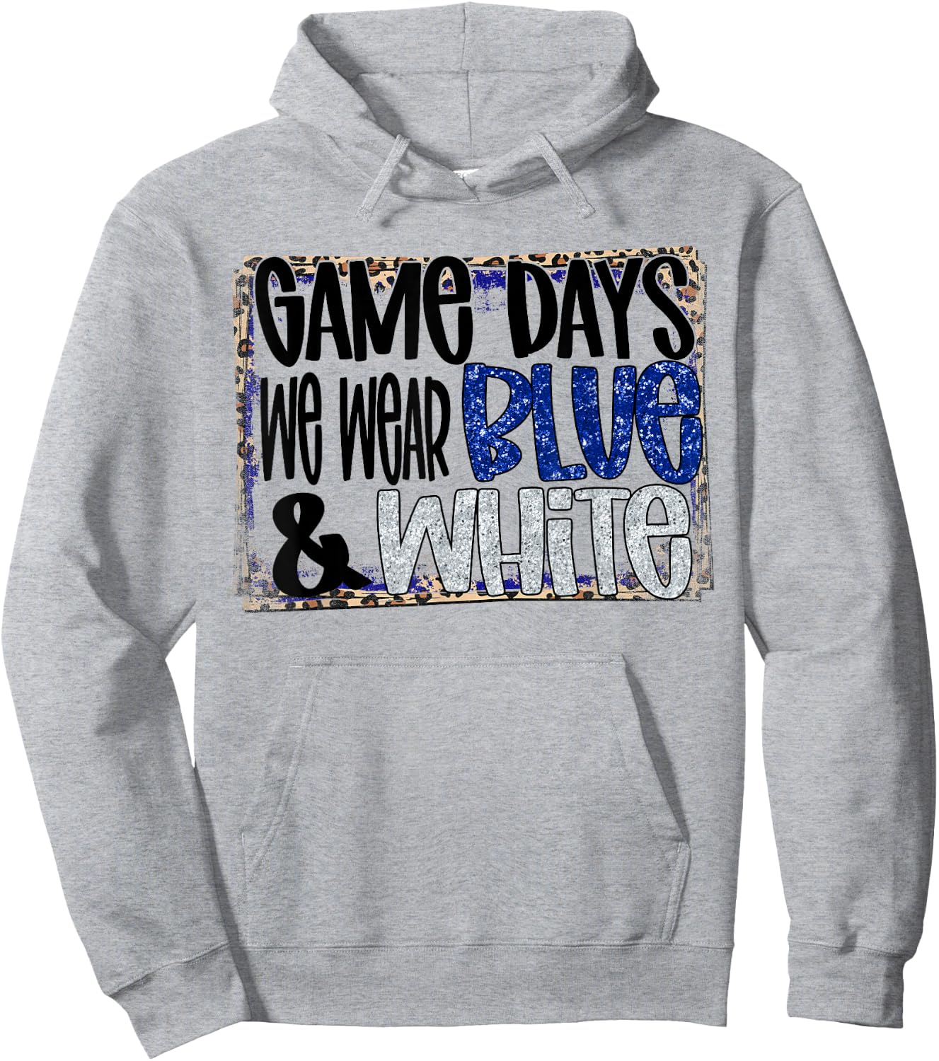 On Gameday Football We Wear Blue And White School Spirit Hoodie - Hoodie | Ash