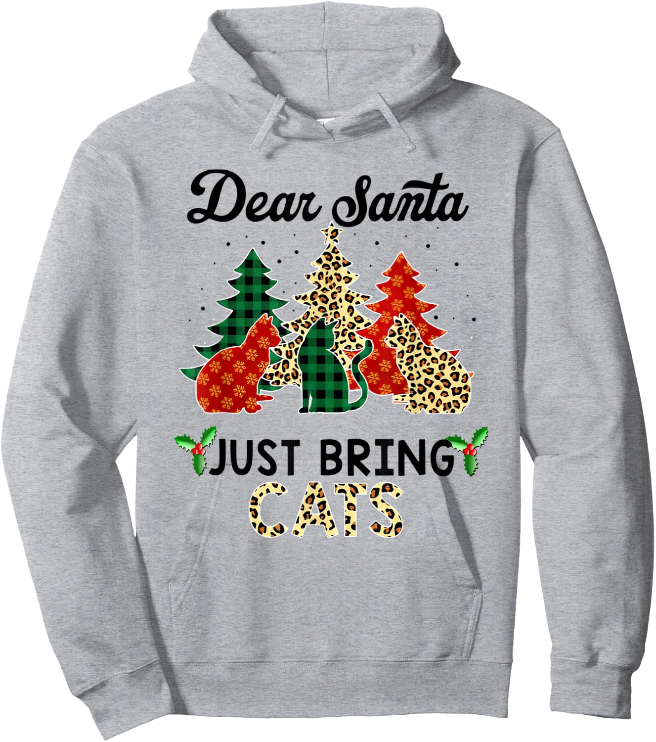 Dear Santa Just Bring Cats Christmas Hoodie - Hoodie | Ash