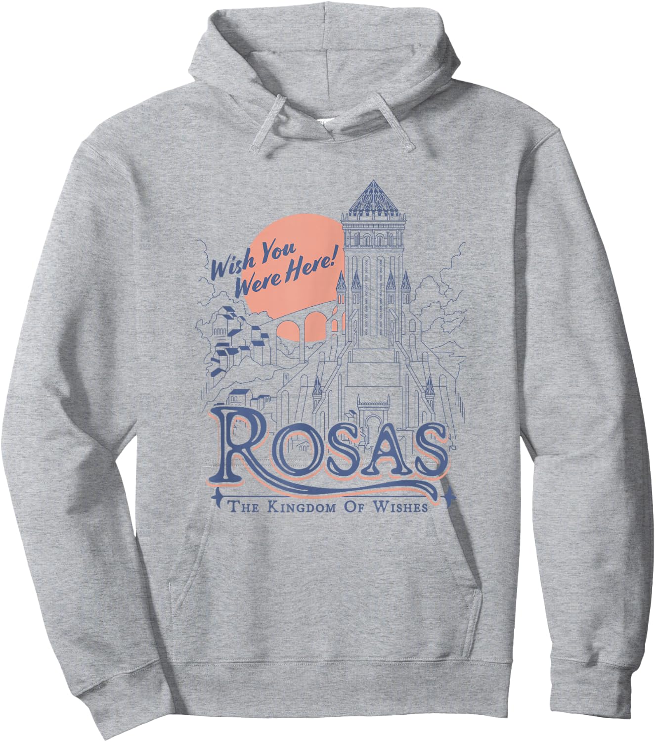 Disney Wish Rosas Wish You Were Here Travel Poster Line Art Hoodie - Hoodie | Ash