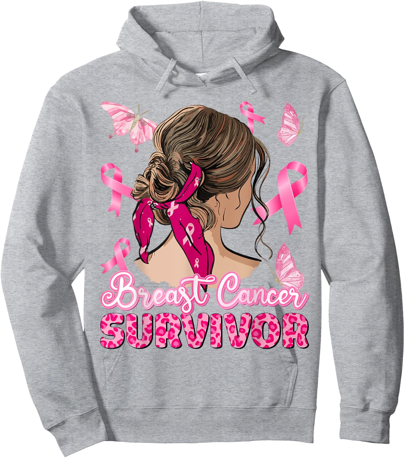 Breast Cancer Awareness Pink Ribbon Survivor Breast Cancer Hoodie - Hoodie | Ash