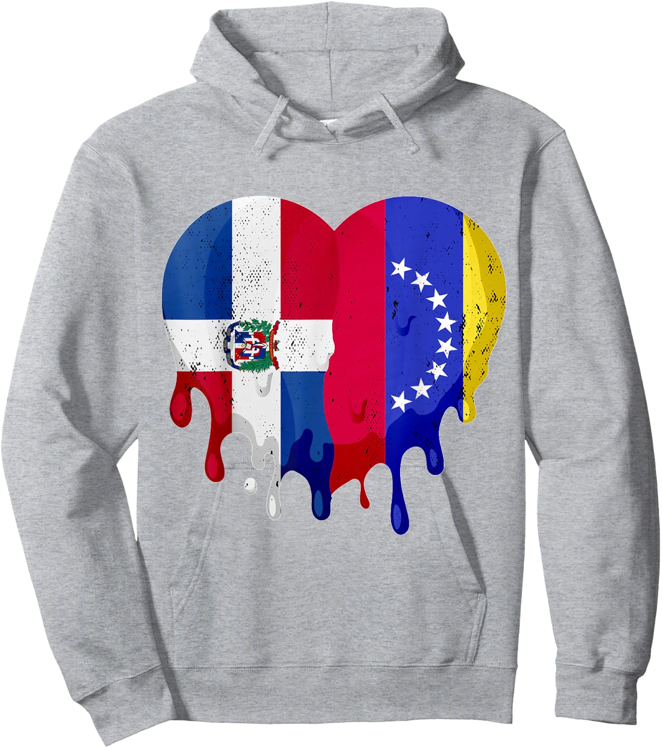 Dominican Republic Venezuela Flag Heart Citizen Patriot Hoodie - Hoodie | Ash