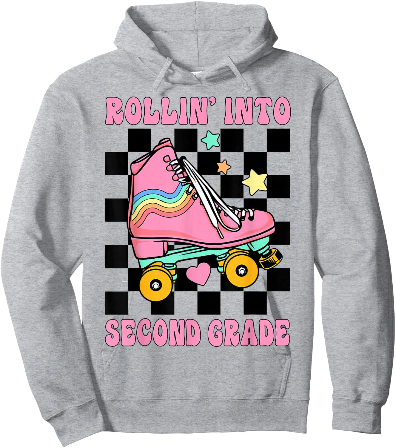 Rolling Into Second Grade Retro Roller Skates Back To School Hoodie - Hoodie | Ash