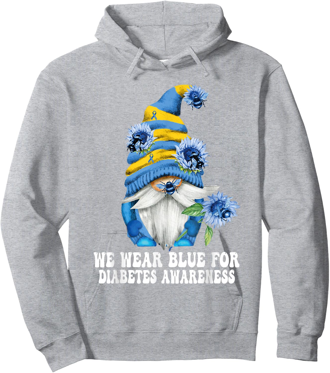 In November We Wear Blue Gnome Diabetes Awareness Month Hoodie - Hoodie | Ash