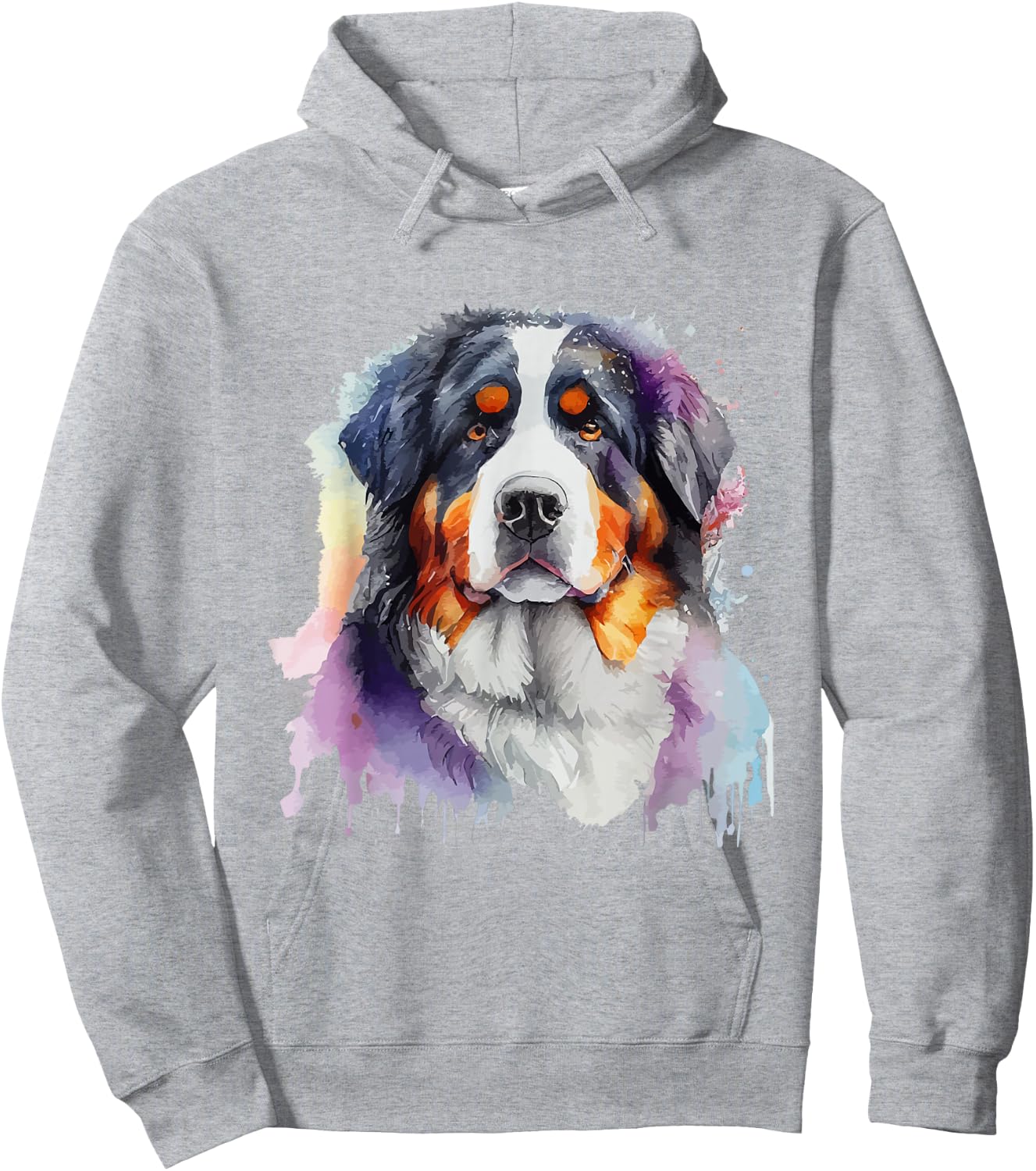 Bernese Mountain Dog Colorful Pop Art Tie Dye Tri Color Hoodie - Hoodie | Ash