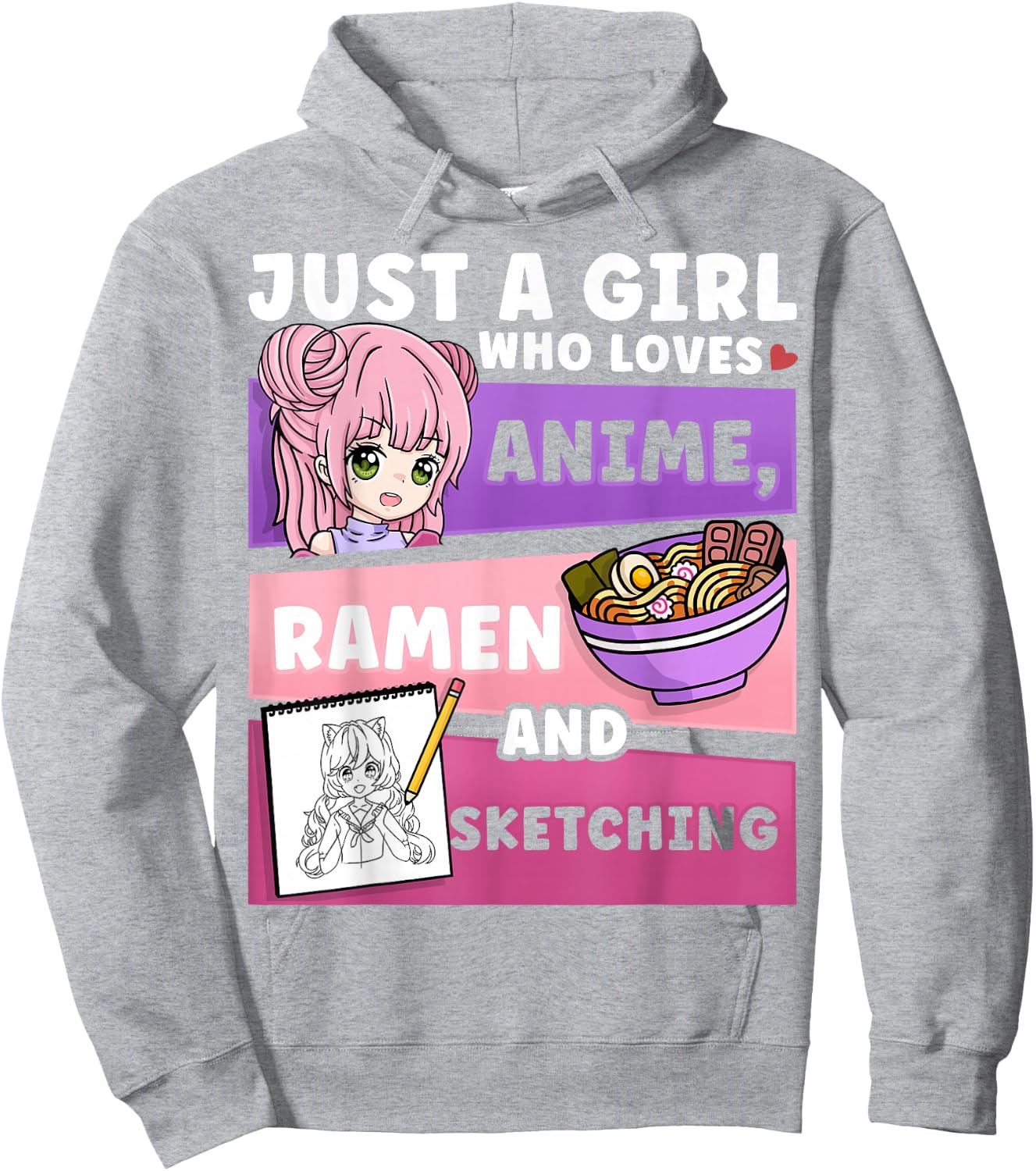 Anime Just a Girl Who Loves Anime Ramen and Sketching Hoodie - Hoodie | Ash