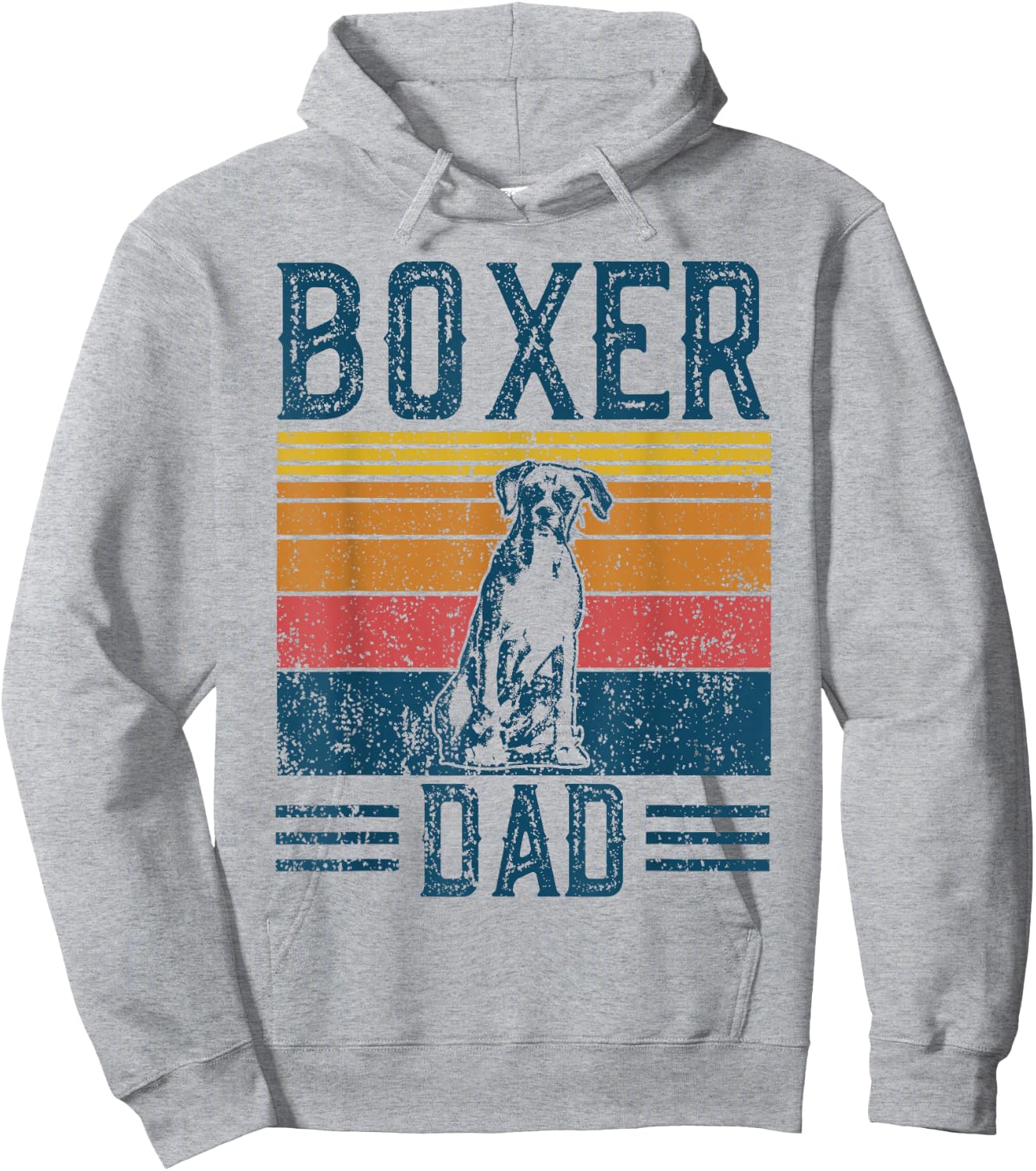 Retro Boxer Dad Geschenk Fr Herren - Vintage Dad Boxer Papa - Grey, Small - Modern, Letter Print, , Short Sleeve, -Adults Hoodie - Hoodie | Ash