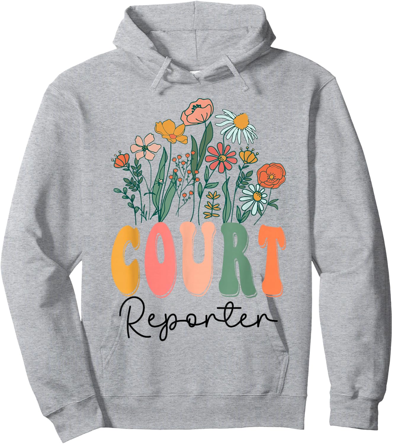 Retro Groovy floral Court Reporter Wildflower Hoodie - Hoodie | Ash